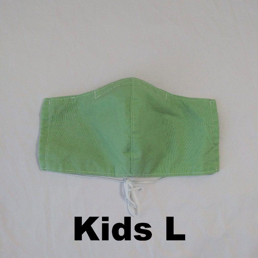 Kids L homemade mask w/ pocket - light green